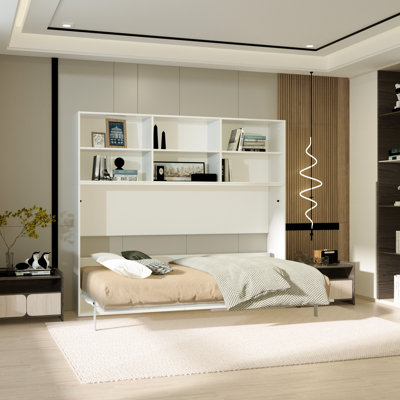 Lit de chambre à coucher peu encombrant avec tablette et utilisation en métal et contreplaqué