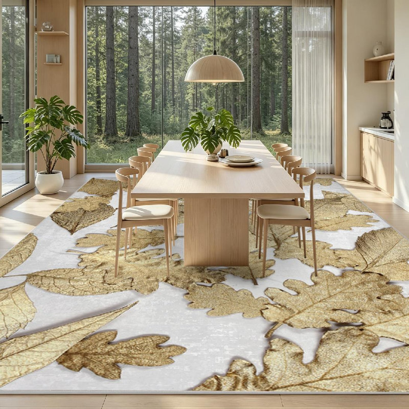 Tapis orange lavable à la machine, feuilles d'automne doré Il y a un tapis d'intérieur, Rectangle 71 po x 98 po