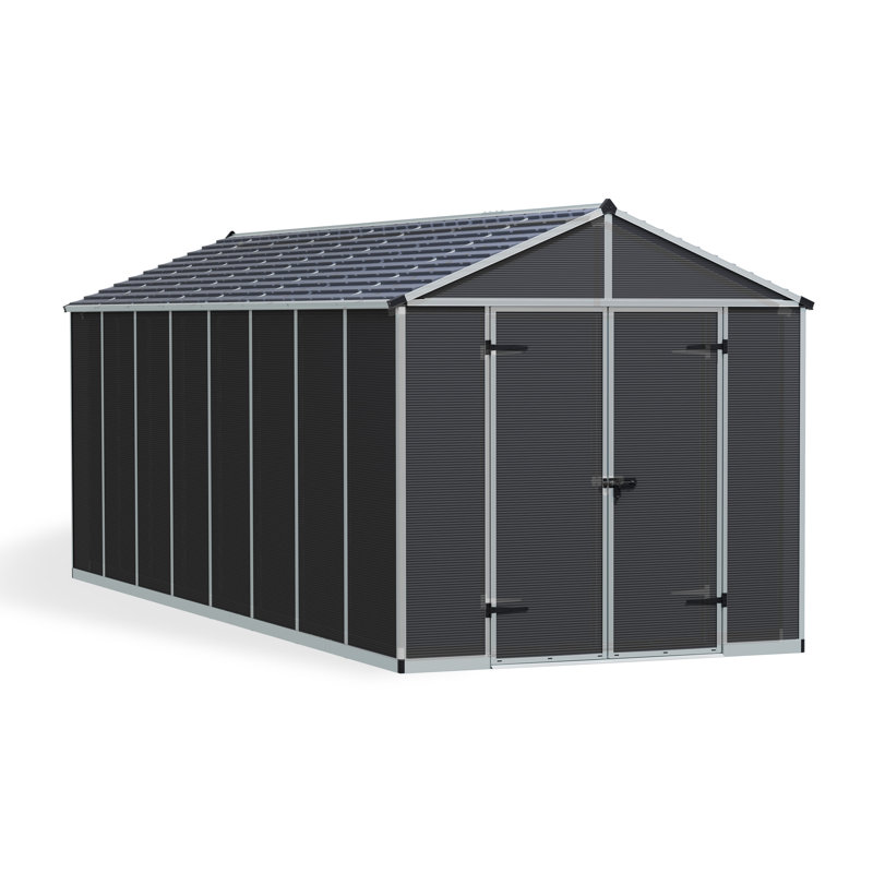 Palram - Canopia Rubicon Polycarbonate Storage Shed, 92.4" H x 93.3" W x 237.4" D