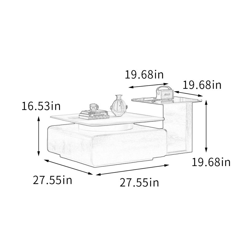 Table basse avec rangement rotatif Modern, Brun noisette