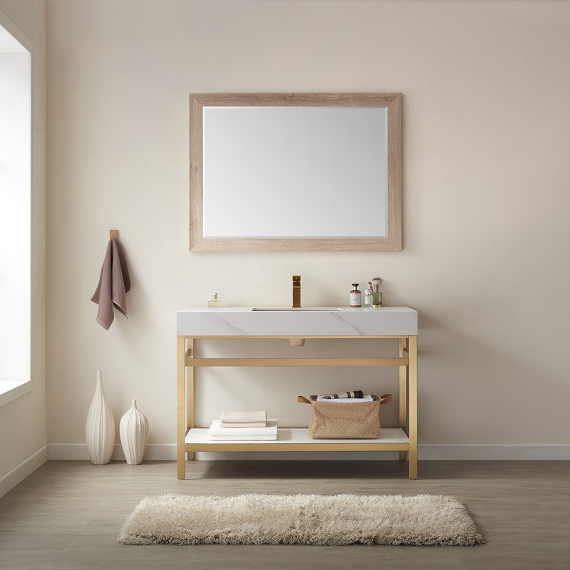 Engineered Wood Wall Mirror, Mexican Oak, 36" x 48"