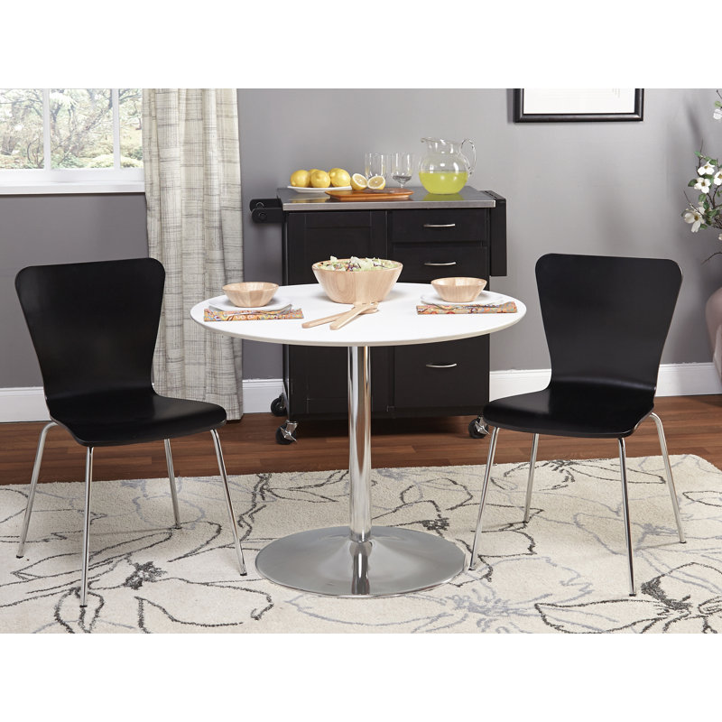 Ensemble de salle à manger Theotis, Noir, 3 pièces : 1 table, 2 chaises