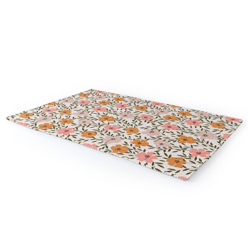 Tapis floral orange / rose, Rectangle 4 pi x 6 pi