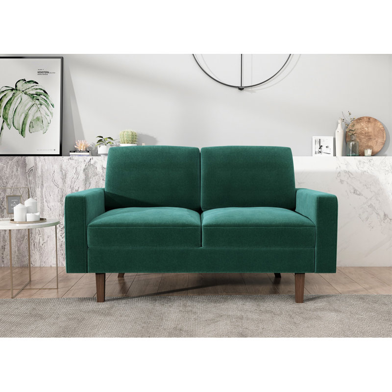 Noreen 57.9'' Velvet Loveseat, Green Velvet