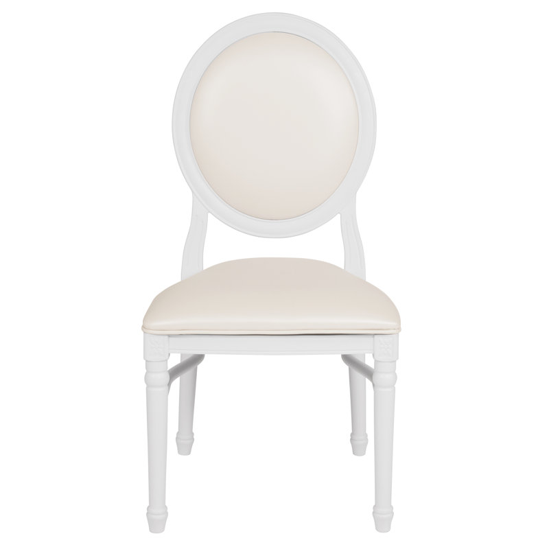 HERCULES Series 900 lb. Capacity King Louis Dining Side Chair, White, White