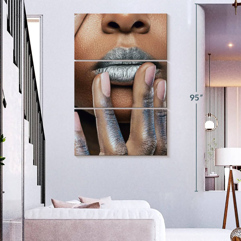 Shuttleworth Metallic Silver Lips, 32" H x 20" W
