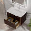 Meuble-lavabo mural moderne cannelé 24 po (chêne / noyer) - Lavabo intégré en acrylique avec tiroirs à fermeture douce, coins arrondis-1071910975