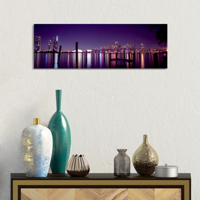 Miami Skyline Cityscape - Wrapped Canvas Panoramic Print
