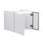 Meuble-lavabo mural 24 po, 2 portes à fermeture douce, meuble-lavabo blanc brillant et 1/2 porte en verre gris, contreplaqué - évier exclu