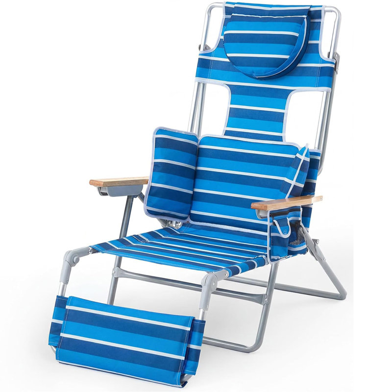 Backpack Folding Beach Chair With Adjustable Sunshade, Backrest And Footrest, Reclining Lounge Chair Facedown Tanning Chair For Beach Camping Pool Patio