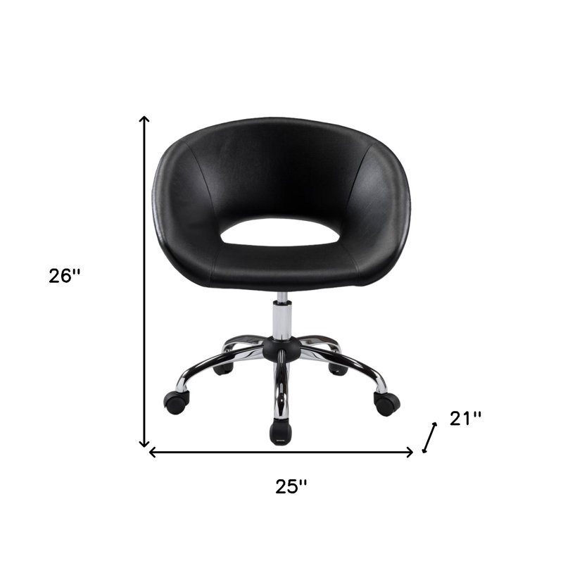 Chaise de bureau pivotante noire et argentée en similicuir