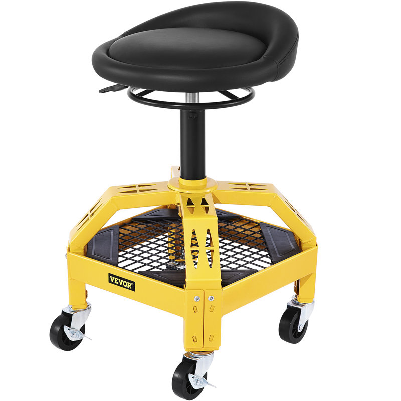 Rolling Garage Stool, 300LBS Capacity, Adjustable Height from 24 in to 28.7