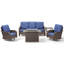 Ensemble de conversation d'extérieur en osier pour 5 personnes avec coussins confortables-1887808001