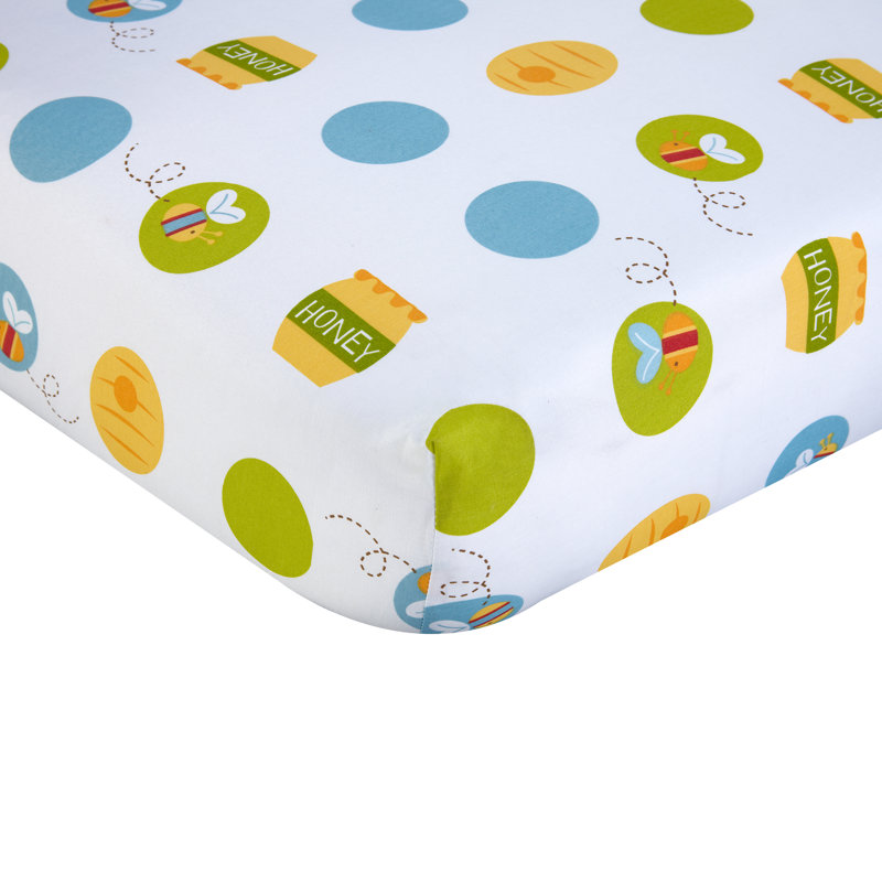 Pooh Greenguard Gold Certified Floral 1 - Piece Standard Crib Fitted Sheet