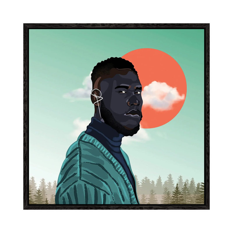 James - Print on Canvas, 93.98 cm H x 93.98 cm W, Black Framed
