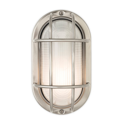 22 cm H Hardwired Frosted Glass Outdoor Bulkhead Light