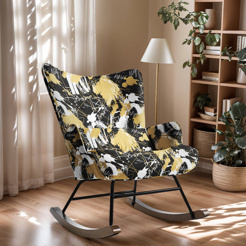Cyra Rocking Chair, Black/Yellow Text