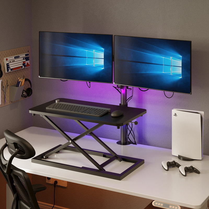 Standing Desk Converter Height Adjustable, Sit To Stand Up Desk Riser Computer Workstation Use In Laptop And Single Monitor Ergonomic Desktop Workstation For Home Office -24Inch Black