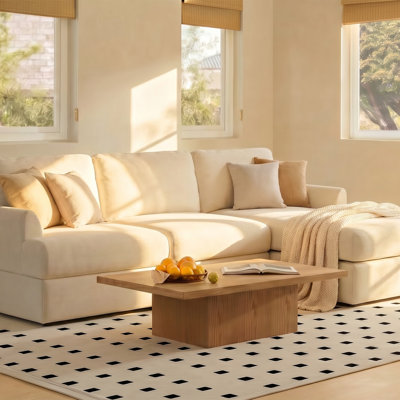 Soft Velvet Upholstery L-Shaped Sectional Sofa For Living Room
