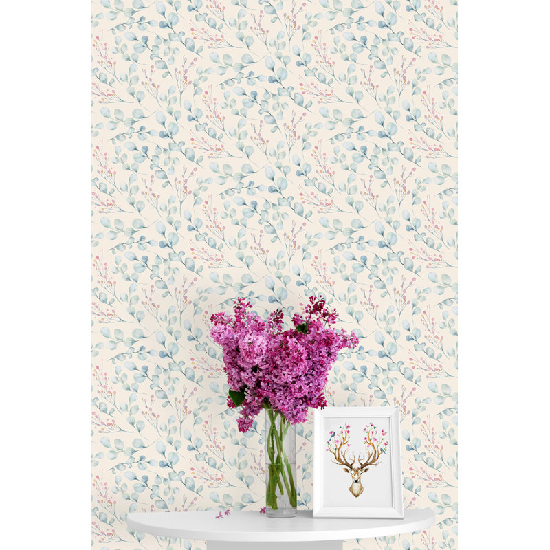 Panneau de papier peint adhésif Blom Lovely Eucalyptus, L 100 po x l 25 po