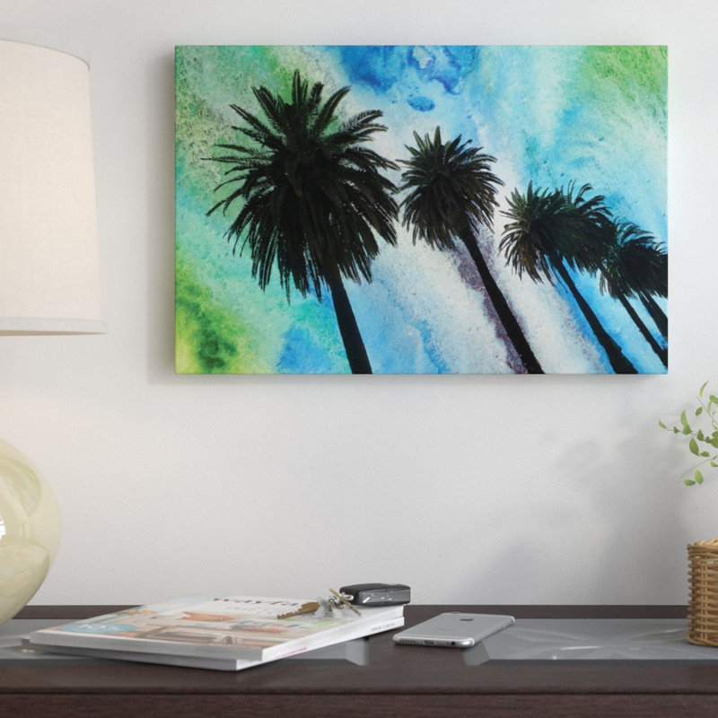 «Santa Monica Palms» par Irena Orlov - reproduction, H 40 po x l 60 po x P 1,5 po, Pas de tapis, Toile tendue