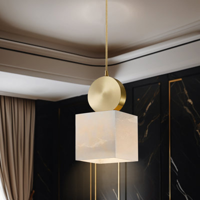 Luminaire suspendu albâtre laiton luxueux