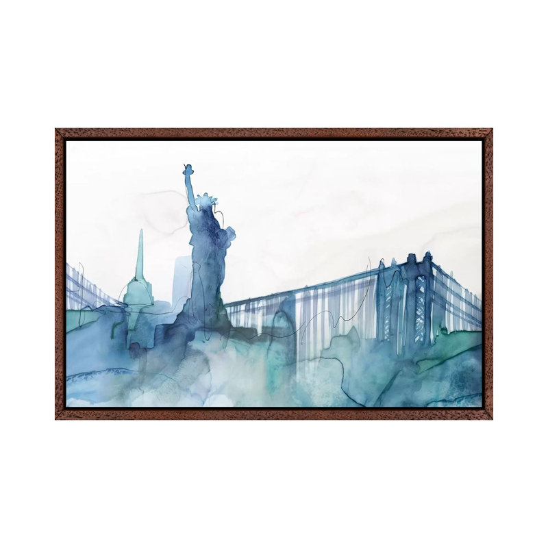 Ocean Blue New York by Isabelle Z - Print on Canvas, 152.5 cm H x 101.5 cm W, Classic Brown Wood Framed