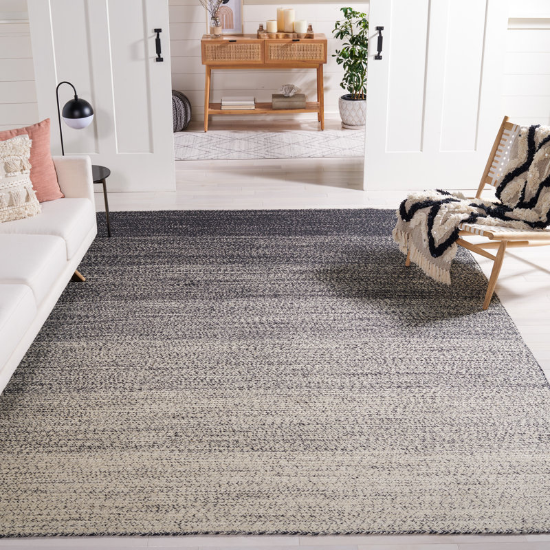 Tapis beige / noir en jute fabriqué à la main Romet Ombre, Rectangle 4 pi x 6 pi