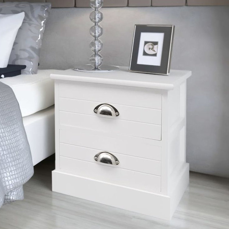 Zion French 2 Drawer Bedside Table, 1