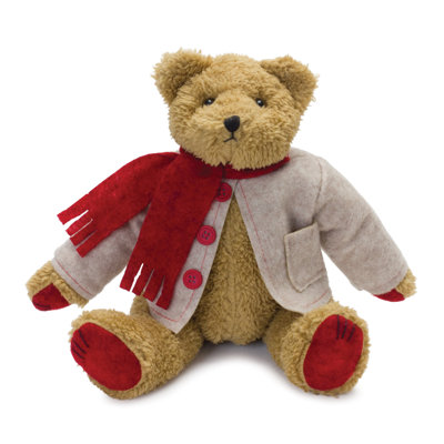 Ours en peluche rétro avec manteau et écharpe H 14 po