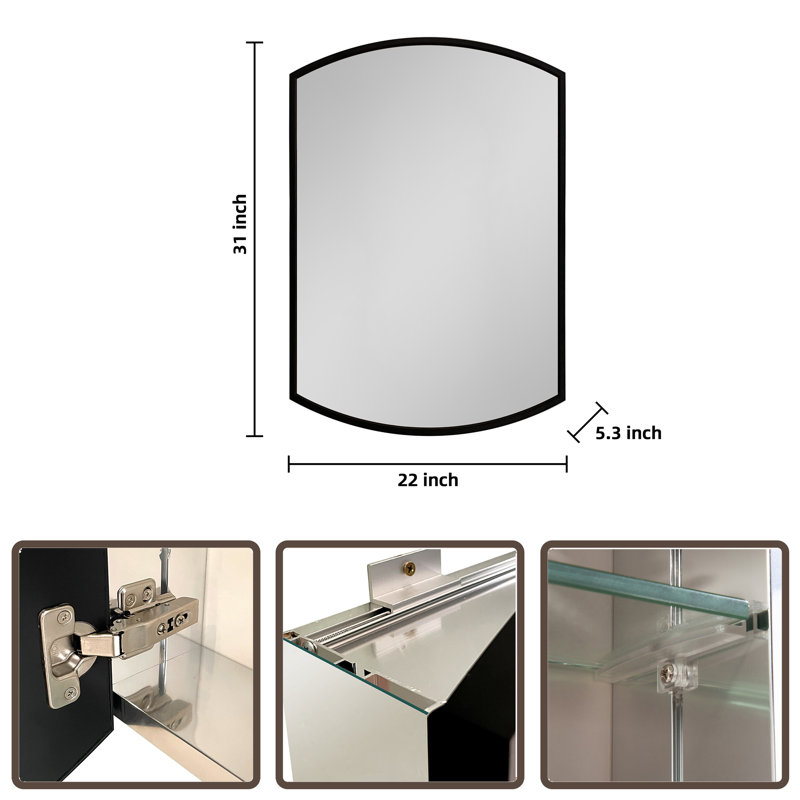 Armoire à pharmacie pour salle de bain, H 31 po x l 22 po x P 5,3 po