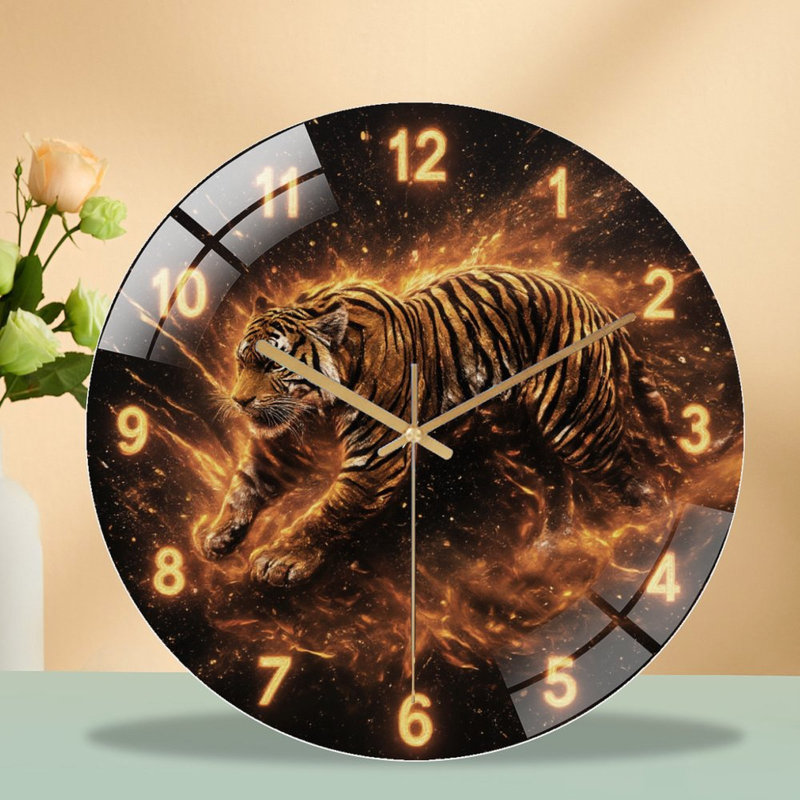 Horloge murale 12 po Fiery Tiger