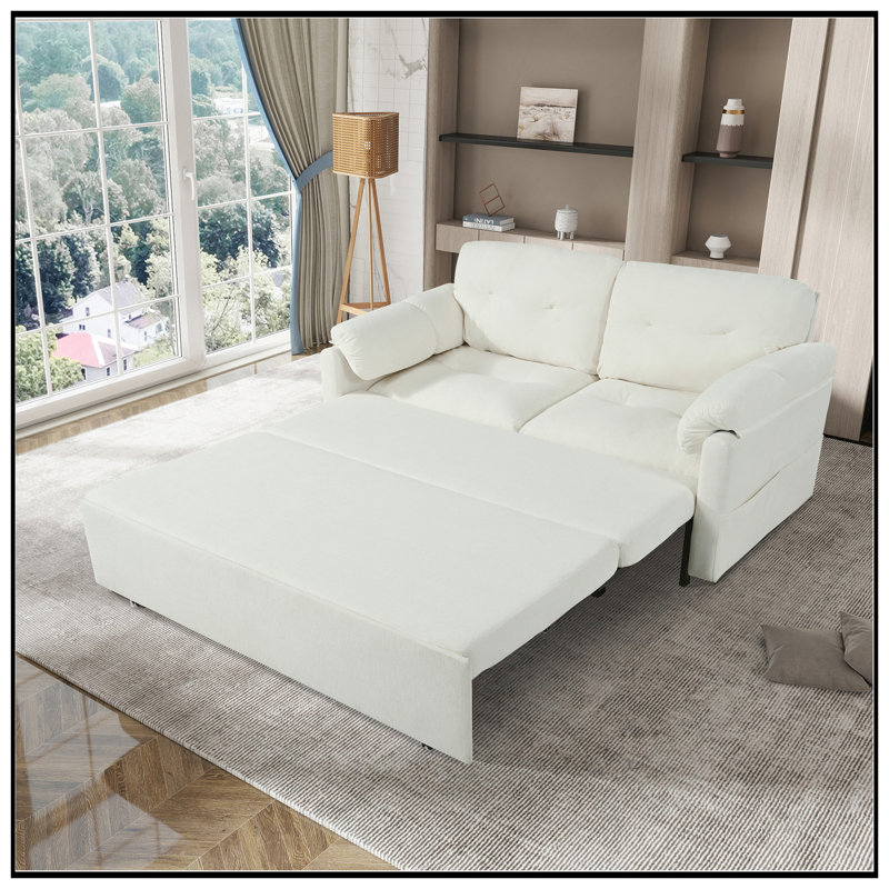 Canapé-lit convertible convertible grand lit, causeuse multifonctionnelle en chenille 3-en-1 avec coussins épais et rangement latéral pour le salon, la chambre à coucher, un appartement, un bureau