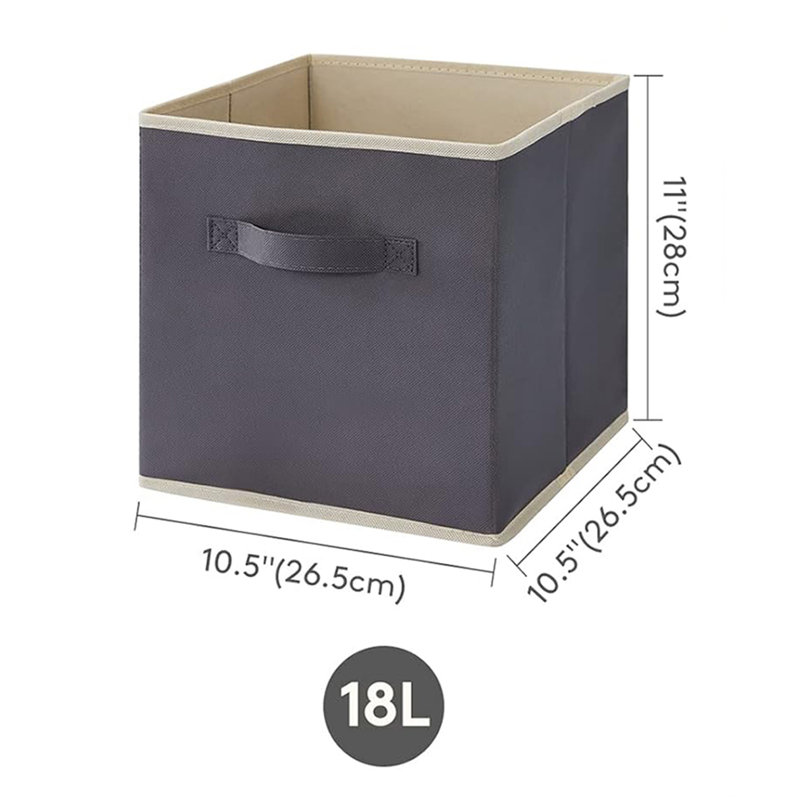 Foldable Storage Bin (Set of 6), Gray/Beige