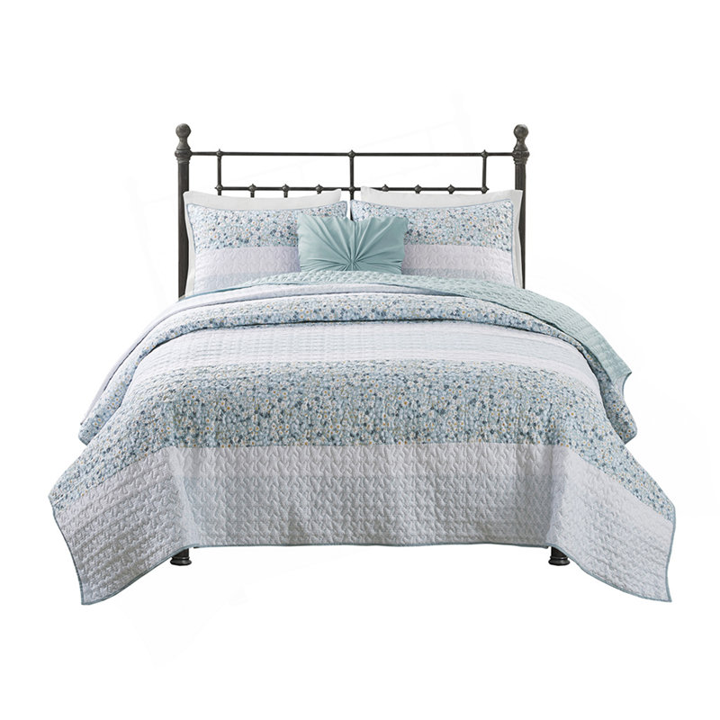 Ensemble de courtepointe 4 pièces avec coussin décoratif King / Cal King, Courtepointe très grand et 3 pièces supplémenta