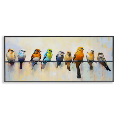 Az-074 - Oiseaux modernes encadrés perchés