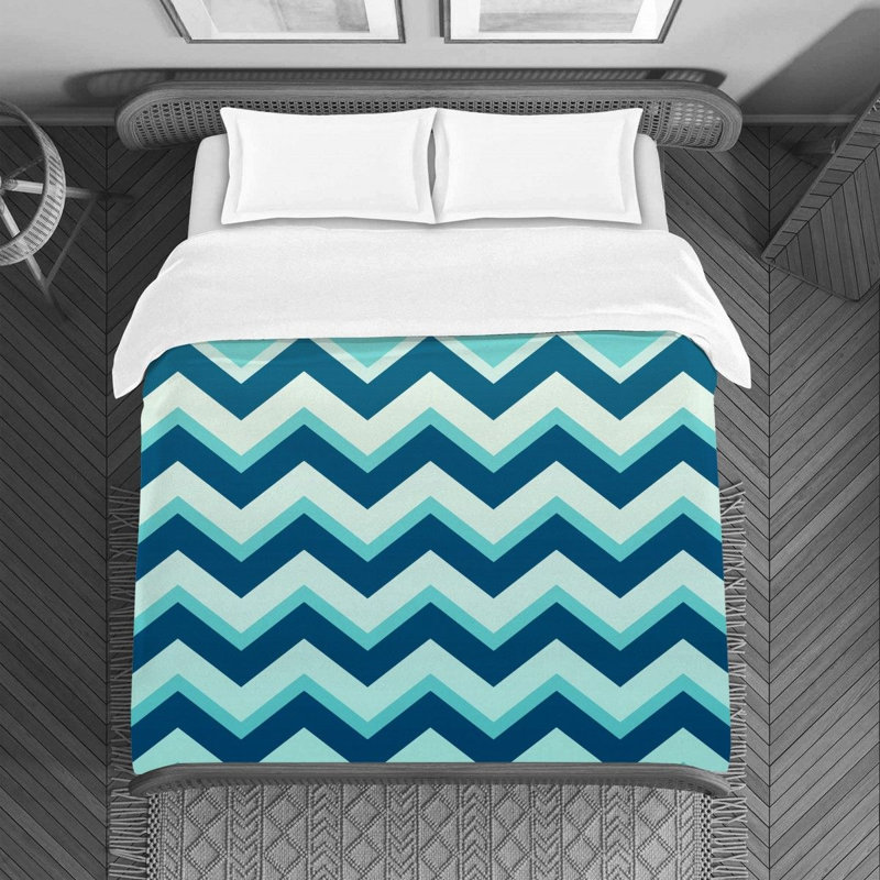 Housse de couette Jozephine, Housse de couette pour lit simple, Bleu / vert / blanc