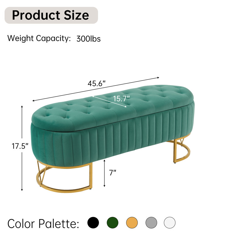 Banc de rangement rembourré Katashia, Vert