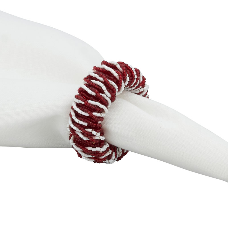 Napkin Ring Collection Glass Beads Napkin Ring, Red