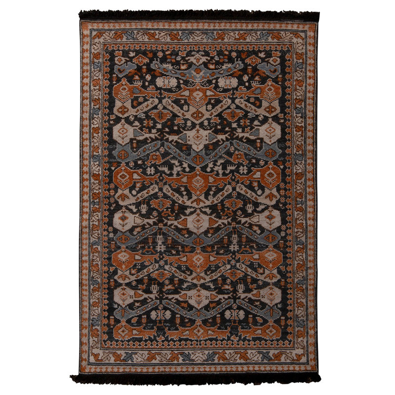 Burano Hand Knotted Wool Geometric Area Rug, Rectangle 5' x 8'