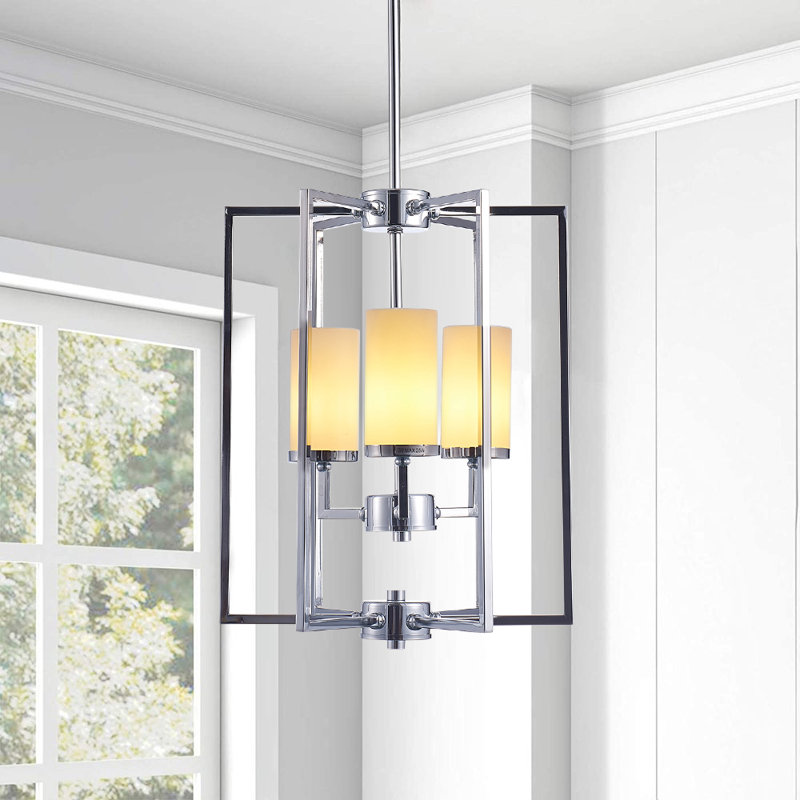 Lustre en verre givré et chrome poli Riva