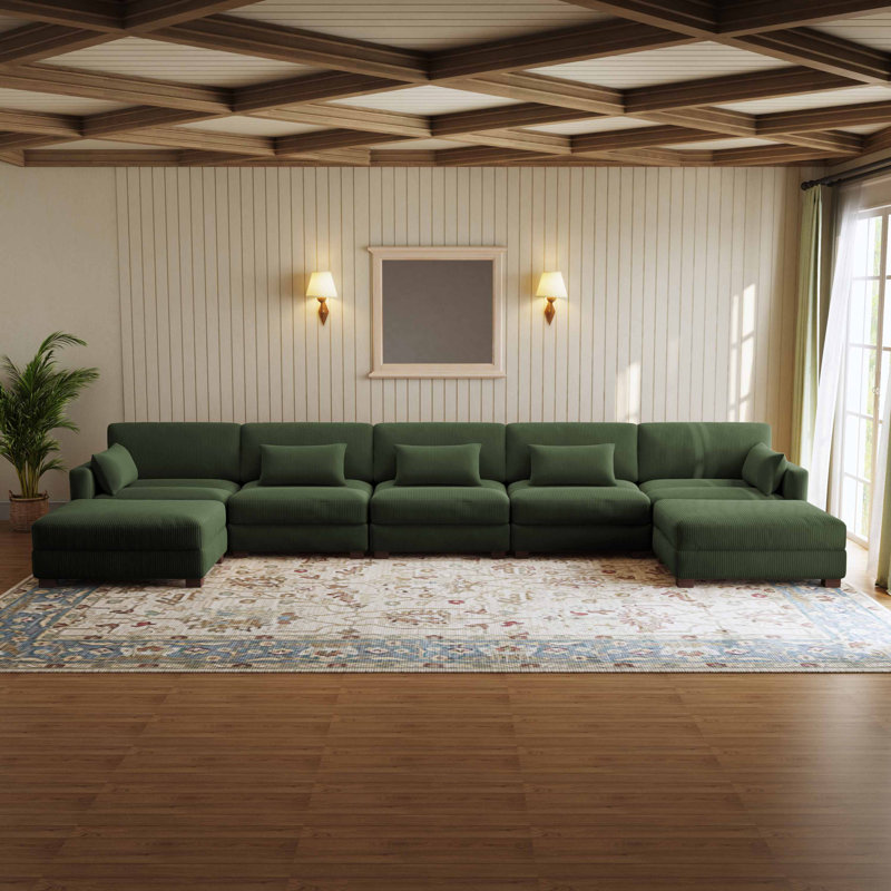 Maelina Reversible Modular Corner Sofa, Green