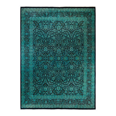 Tapis vert unique de 9 pi 10 po x 13 pi 7 po Yandriel