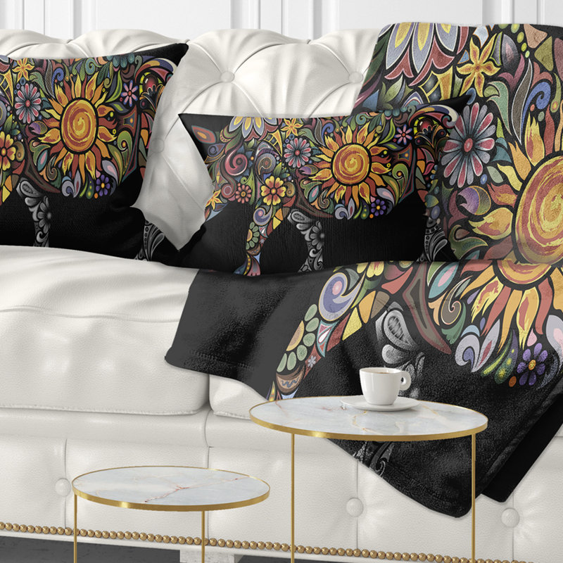 Joyeux Rhinocéros - oreiller imprimé animal, 18 po x 18 po, Coussin décoratif