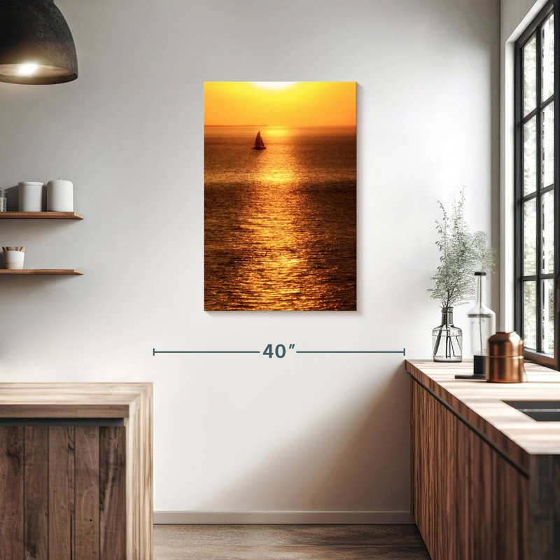 Gillard voilier au coucher du soleil I, H 36 po x l 24 po
