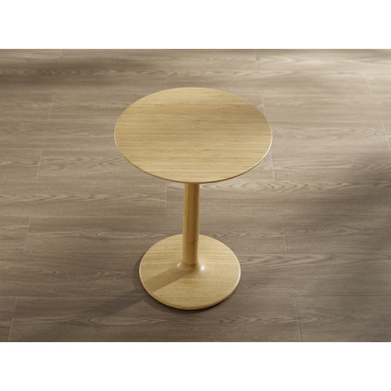 Solid Wood Pedestal End Table, Wheat