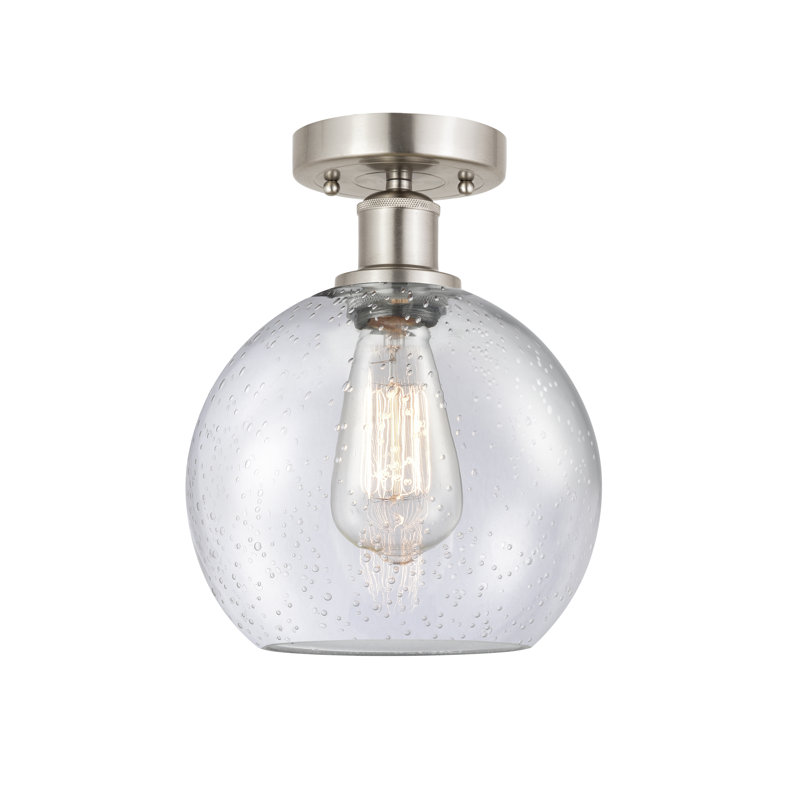 Plafonnier semi-encastré 1 lumière, H 10,13 po x l 8 po x P 8 po, Nickel satiné brossé, Bullé