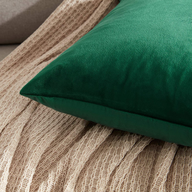 Housse de coussin en velours uni, H 18 po x l 18 po, Vert émeraude