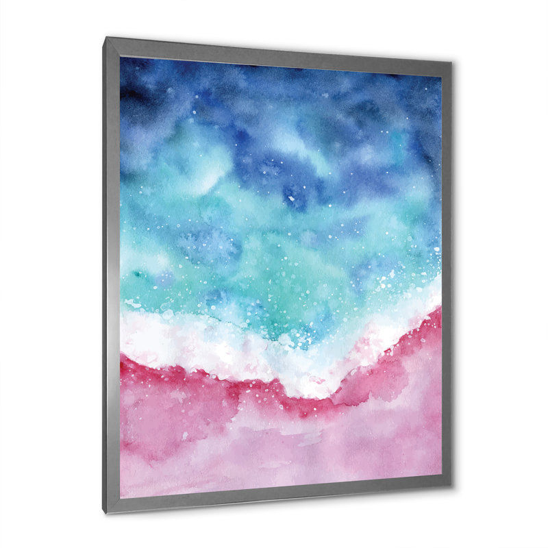 Abstrait bleu océan et vagues bleues - Peinture, Cadre photo argenté, H 32 po x l 16 po x P 1 po
