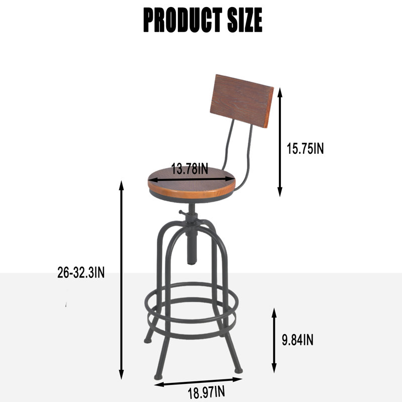 SET OF 3,Bar Table & Chair Sets For Pub Kitchen Dining Bistro Breakfast,Weld Metal Legs,Round Wood Top,Rustic Brown Industrial Black,37.4"-45.3"H Adjustable Swivel Table,39.37"-45.66"H Adjustable Swivel Industrial Bar Stool